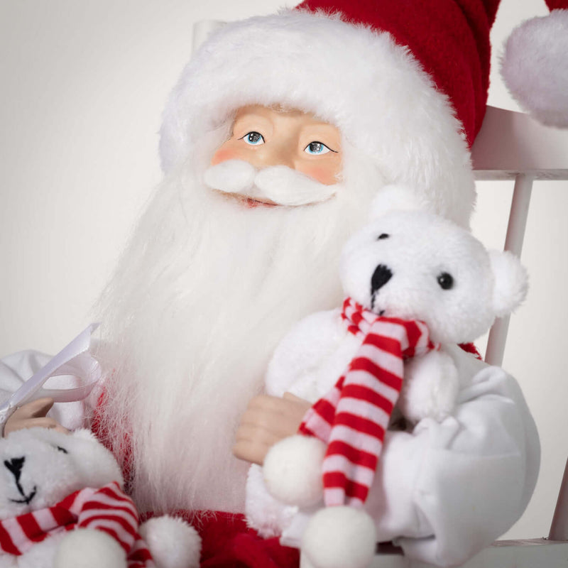 Santa With Bears In Chair