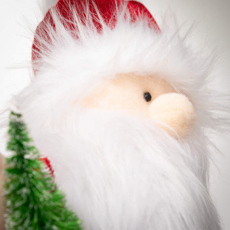 Sitting Plush Santa With Tree