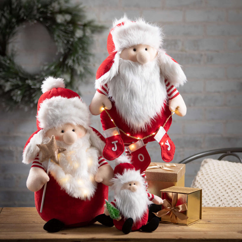 Sitting Plush Santa With Tree