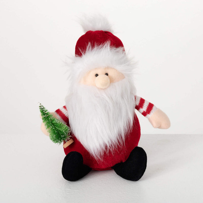 Sitting Plush Santa With Tree