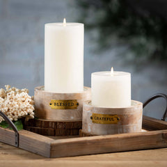 Fall Wood Pillar Holder Set