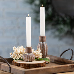 Pumpkin Carved Taper Holders