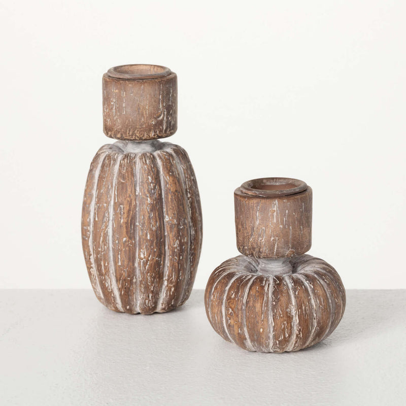Pumpkin Carved Taper Holders