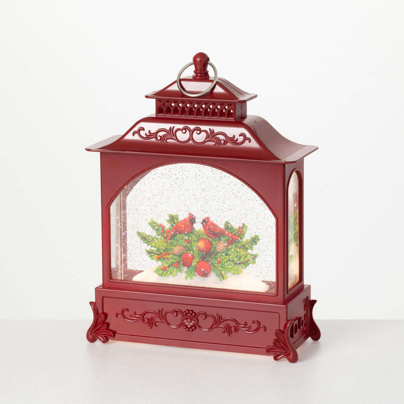 Red Led Cardinal Xmas Lantern