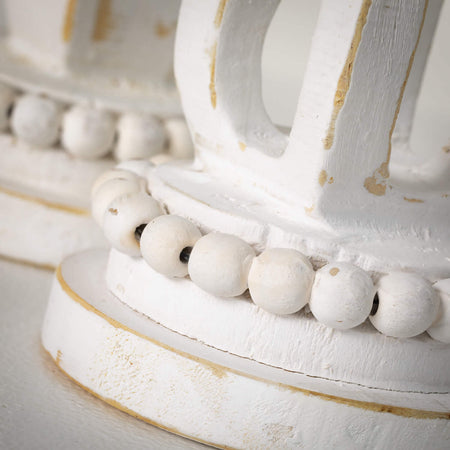 White Wood Pillar Holder Set