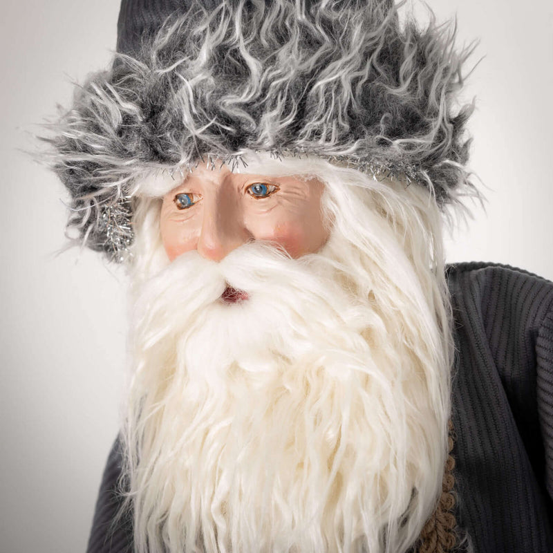 Gray Fur Earthy Santa Figure