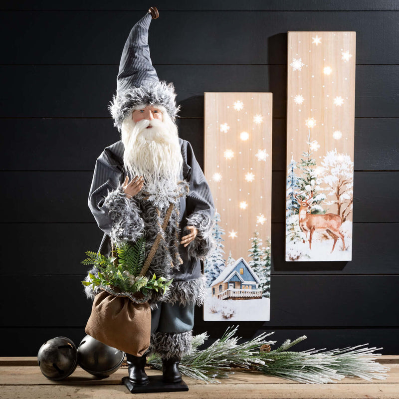 Gray Fur Earthy Santa Figure