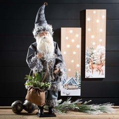 Gray Fur Earthy Santa Figure
