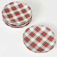 Red Plaid Plate Set Of 4