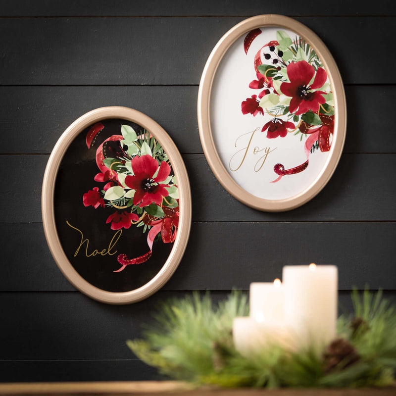Oval Holiday Print, Set Of 2