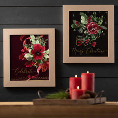 Red Floral Prints, Set Of 2