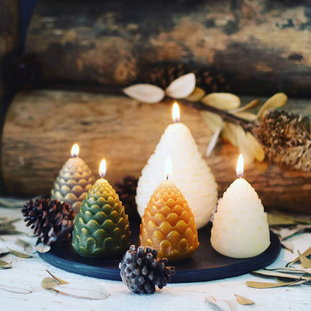 Vance Kitira Brushed Gold White Pine Cone Candle