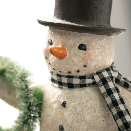 Vintage Snowman on Pedestal Christmas Figurine