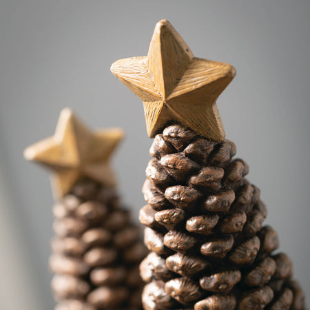 Rustic Resin Pinecone Christmas Tree, Set of 2