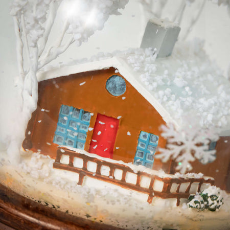 Led Brown Cabin Snow Globe