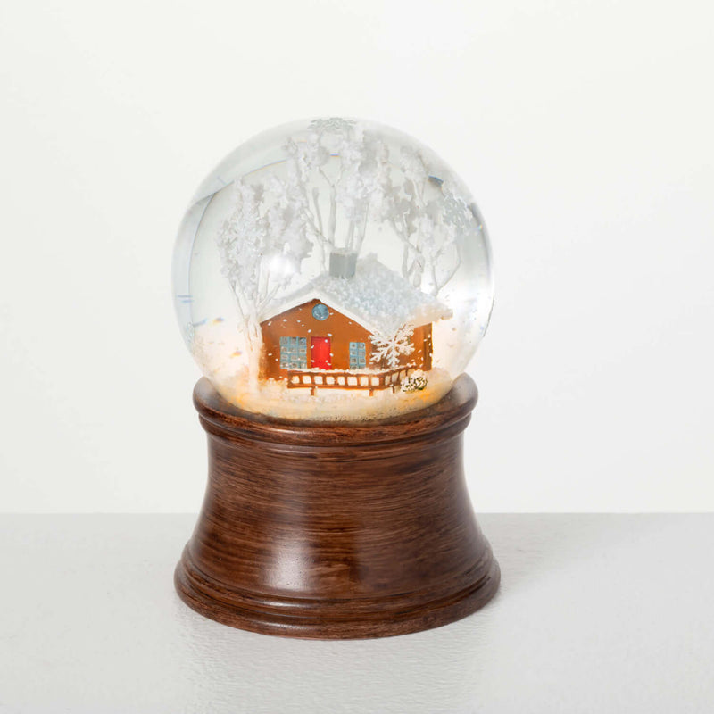 Led Brown Cabin Snow Globe
