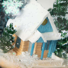 Led Blue Cabin Snow Globe