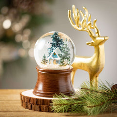 Led Blue Cabin Snow Globe