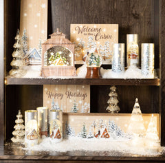 Led Blue Cabin Snow Globe