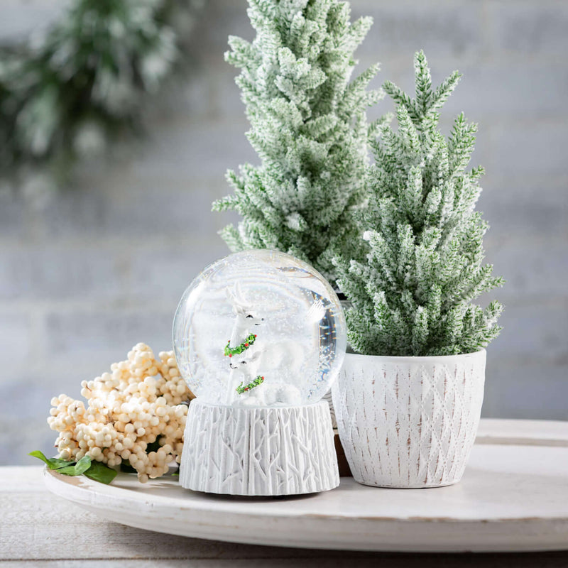 White Deer Snow Globe
