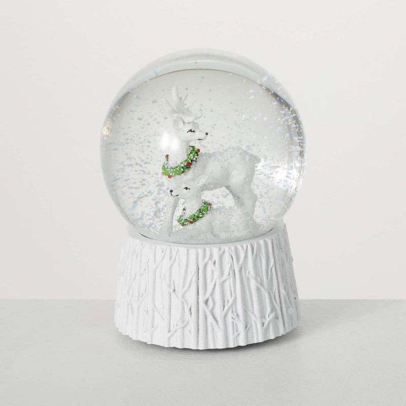 White Deer Snow Globe