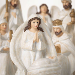 White Resin Nativity Set Of 9