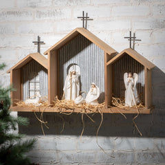 White Resin Nativity Set Of 9