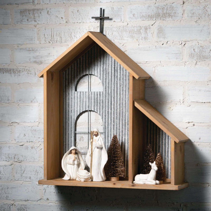 White Resin Nativity Set Of 9