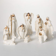 White Resin Nativity Set Of 9