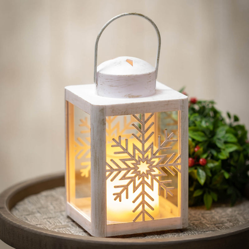 White Metal Snowflake Lantern