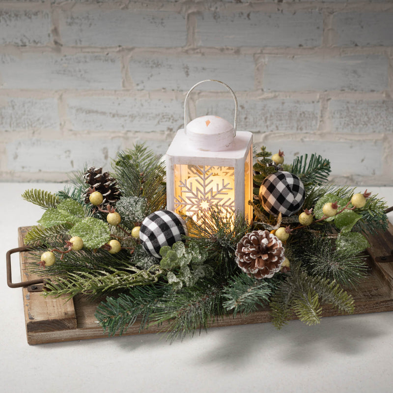 White Metal Snowflake Lantern