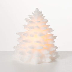 White Glitter Tree Led Candle