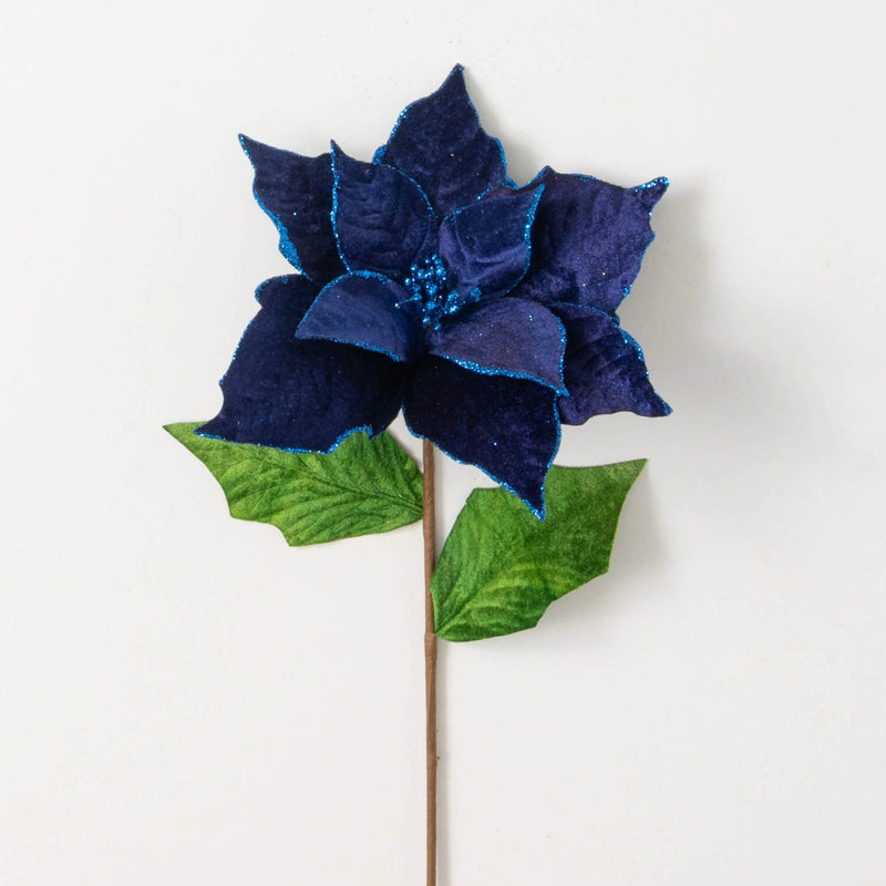 Blue Velvet Poinsettia Spray