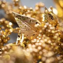 Shiny Gold Berry Leaf Spray