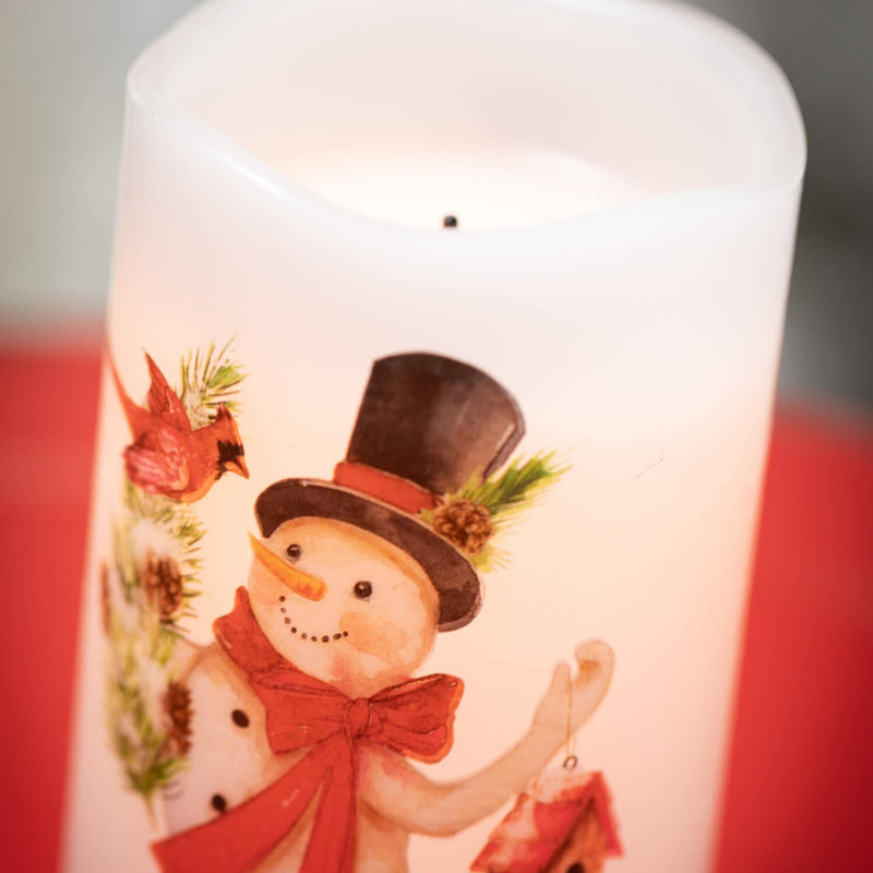 Snowman Decal Candle Pillar