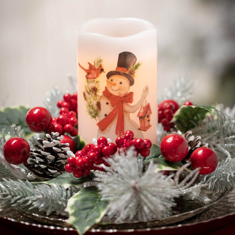 Snowman Decal Candle Pillar