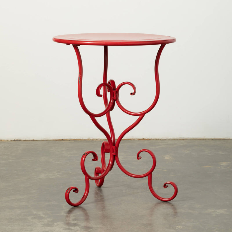 Red Scrolled Metal Christmas Accent Table
