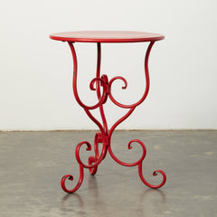 Red Scrolled Metal Christmas Accent Table
