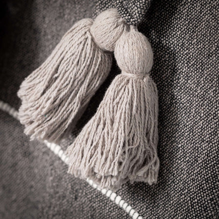 Dark Gray Tassel Throw Blanket