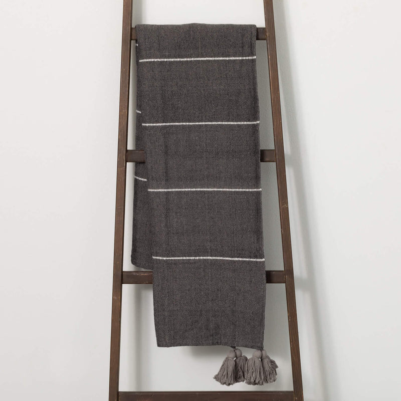 Dark Gray Tassel Throw Blanket