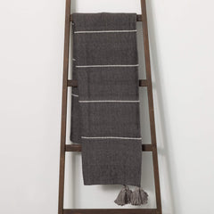 Dark Gray Tassel Throw Blanket