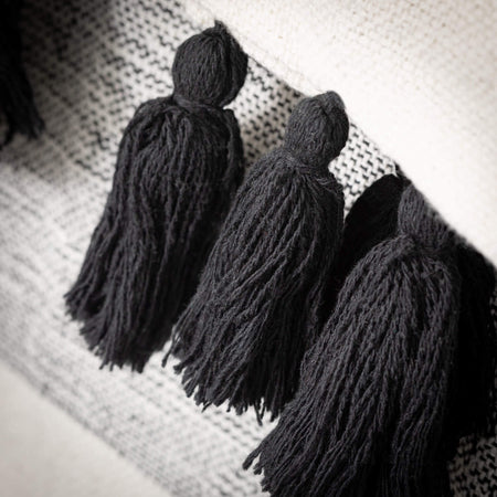 Woven B&W Tassel Throw