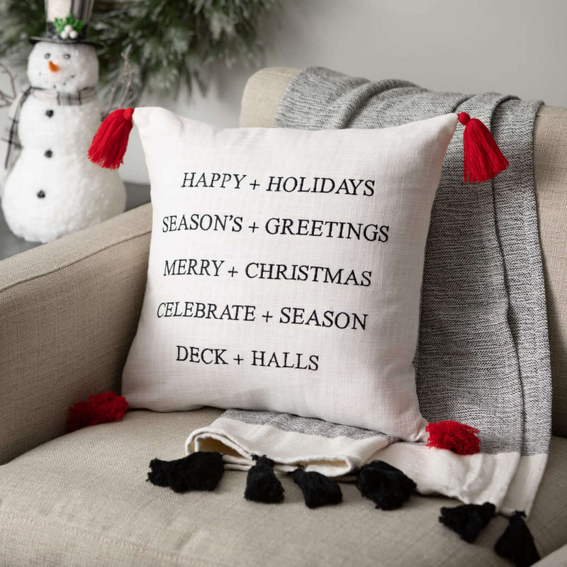 Woven B&W Tassel Throw