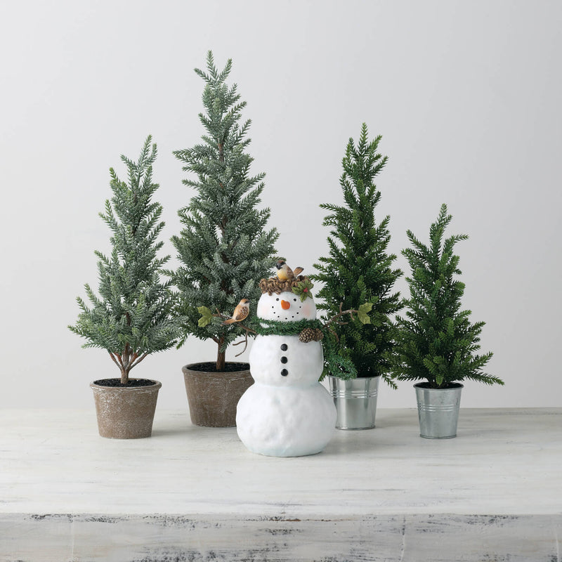 Lightly Frosted Mini Potted Pine Tree Set of 2