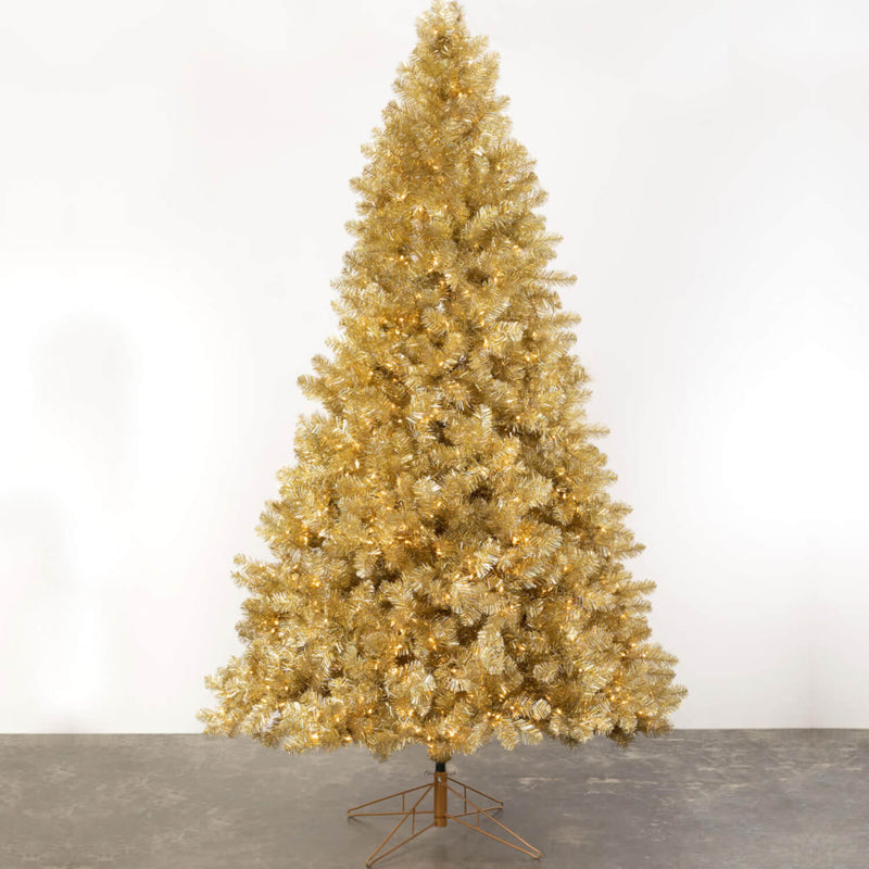 Lighted Champagne-colored Christmas Tree