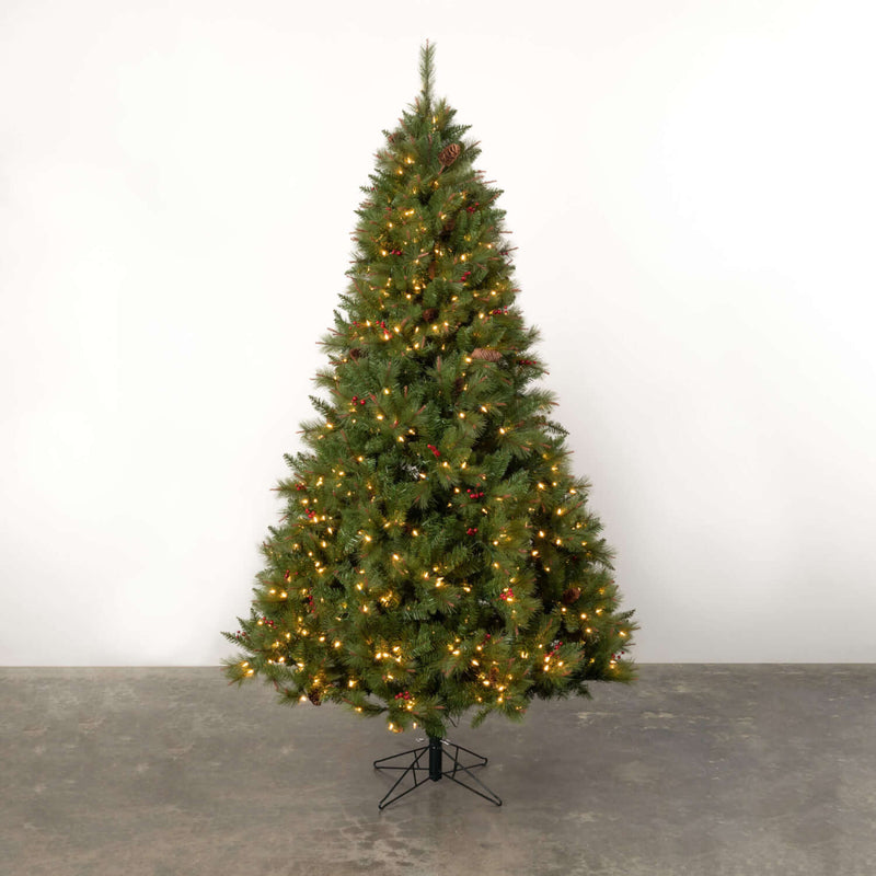 7.5' Lighted Pine & Berry Tree