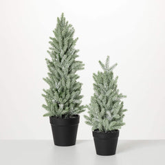 Snowy Pine Tree, Set Of 2