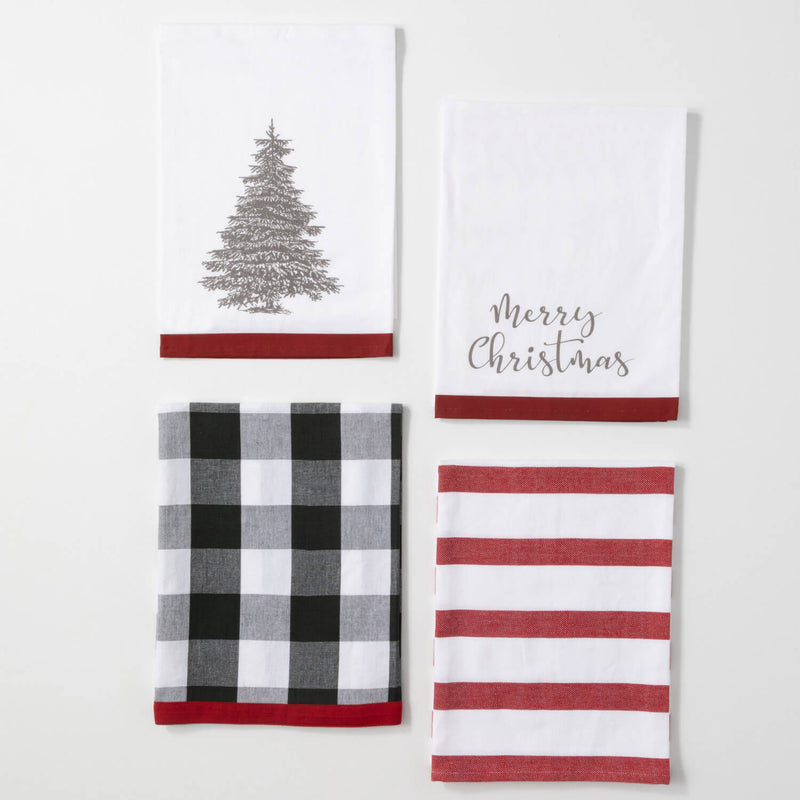 Merry Christmas Holiday Tea Towels Set Of 4