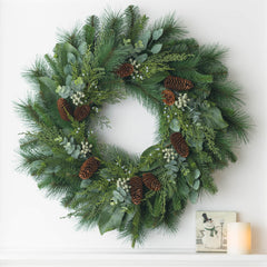 Mixed Pine and Eucalyptus Pine Cone Wreath