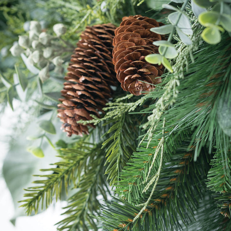 Mixed Pine and Eucalyptus Pine Cone Wreath